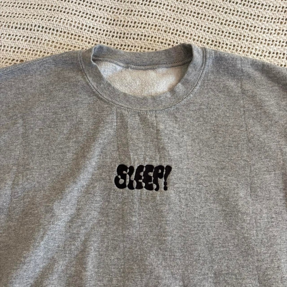 Vintage Crewneck sweatshirt "sleep" embroidered pullover sweater snowboard ski